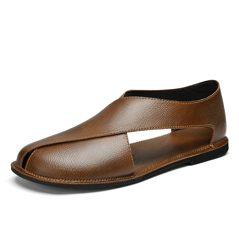 Men's Sandals Italian Leather Crossover Wrap Design Comfortable Casual Flat Sole 3