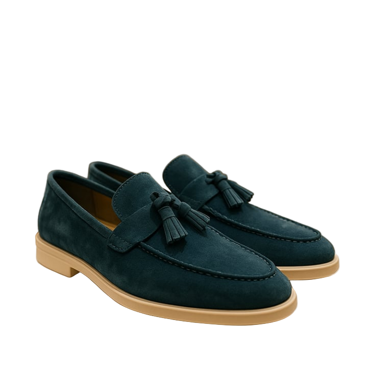 Men's Suede Loafers Slip-On Elegant Tassel Black Casual Footwear 3