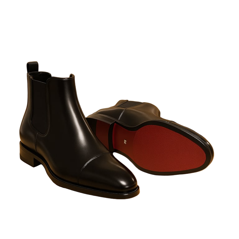 Men's Chelsea Boots Genuine Leather Classic Black Red Stylish Comfort 1