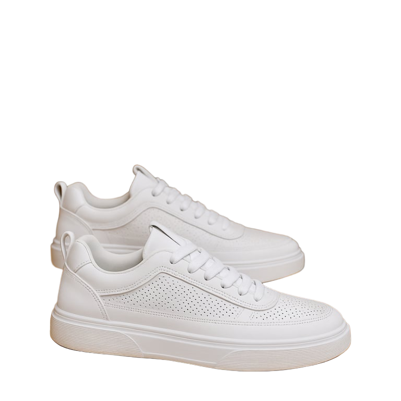 Men's Sneakers Leather Perforated Design Cushioned Sole Comfortable Casual Footwear 2