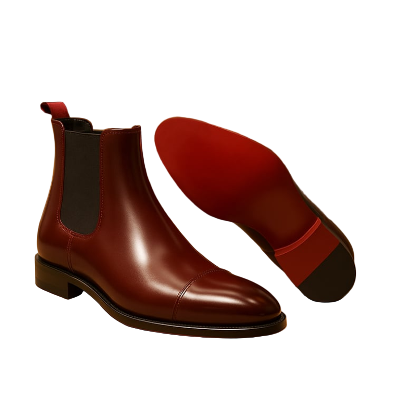 Men's Chelsea Boots Genuine Leather Classic Black Red Stylish Comfort 2