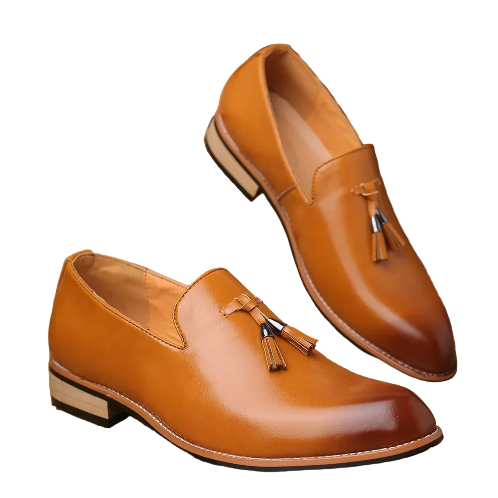 Men's Black Dress Shoes Faux Leather Slip-On Pointed Toe Oxford Style