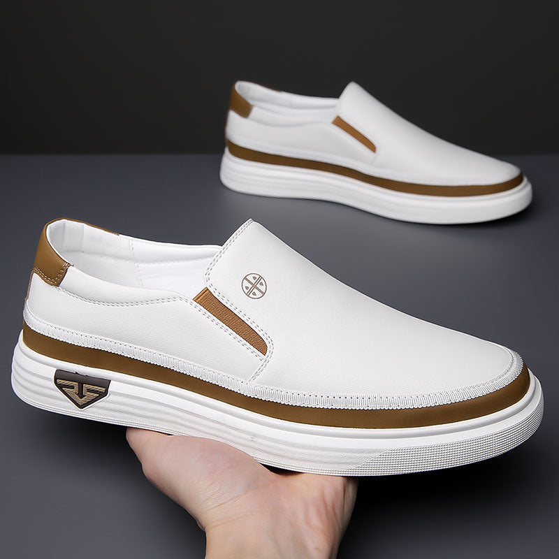 Men's Brown Penny Loafers Leather Slip-On Shoes Comfortable Elegant Design 5