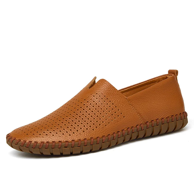 Men's Loafers Slip-On Genuine Cow Leather Breathable Comfort Casual Shoes 10