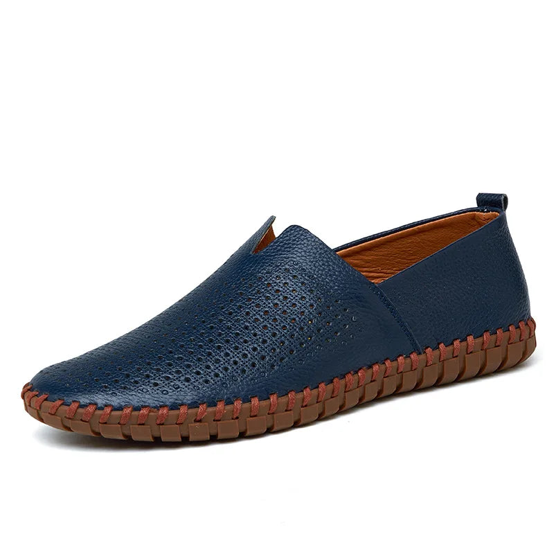 Men's Loafers Slip-On Genuine Cow Leather Breathable Comfort Casual Shoes 11