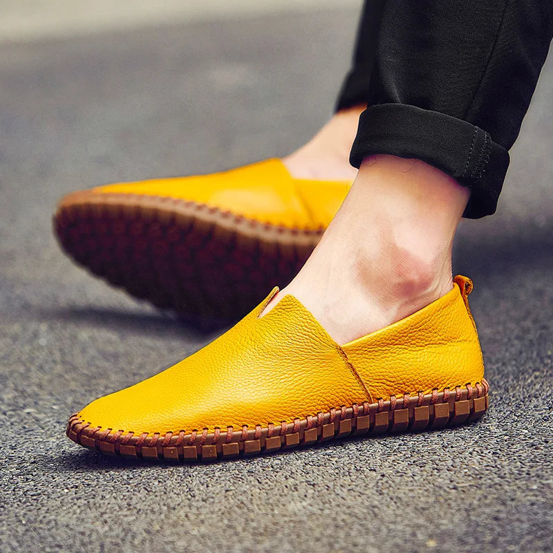 Men's Loafers Slip-On Genuine Cow Leather Breathable Comfort Casual Shoes 3