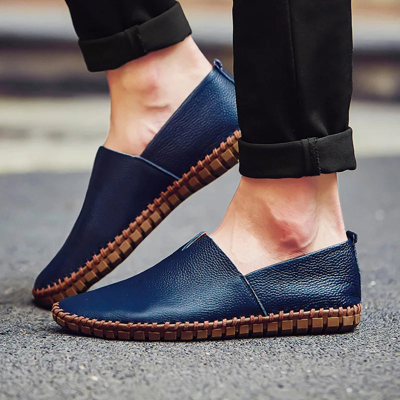 Men's Loafers Slip-On Genuine Cow Leather Breathable Comfort Casual Shoes 4