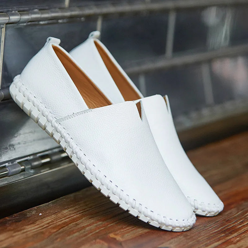 Men's Loafers Slip-On Genuine Cow Leather Breathable Comfort Casual Shoes 7