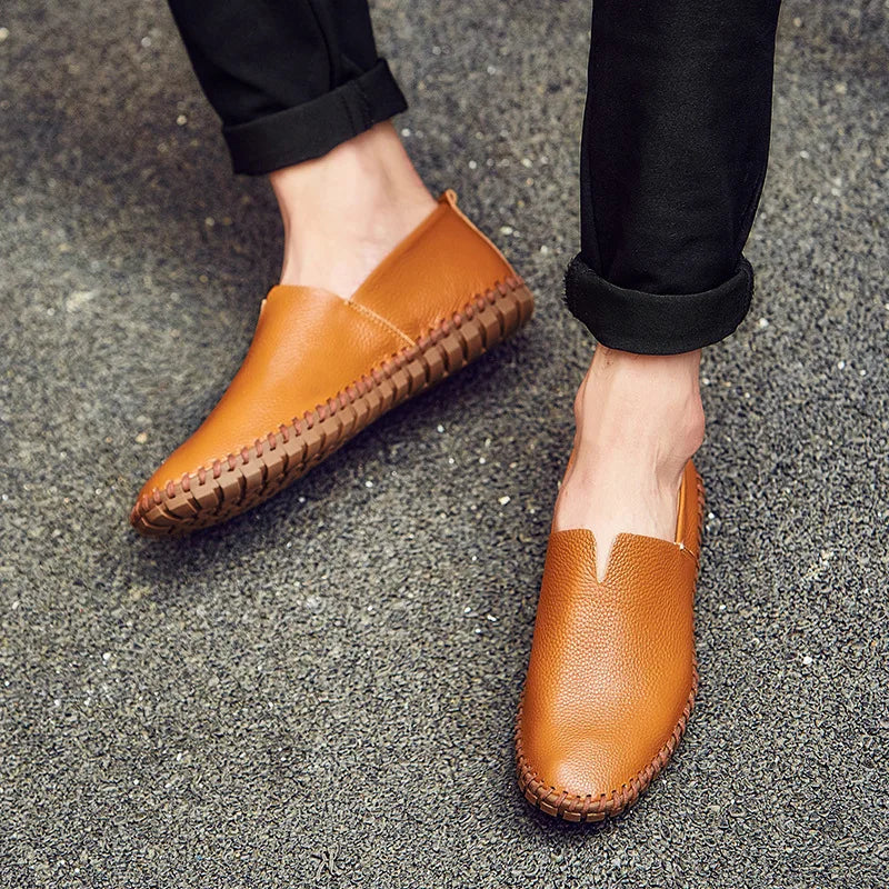 Men's Loafers Slip-On Genuine Cow Leather Casual Shoes 2