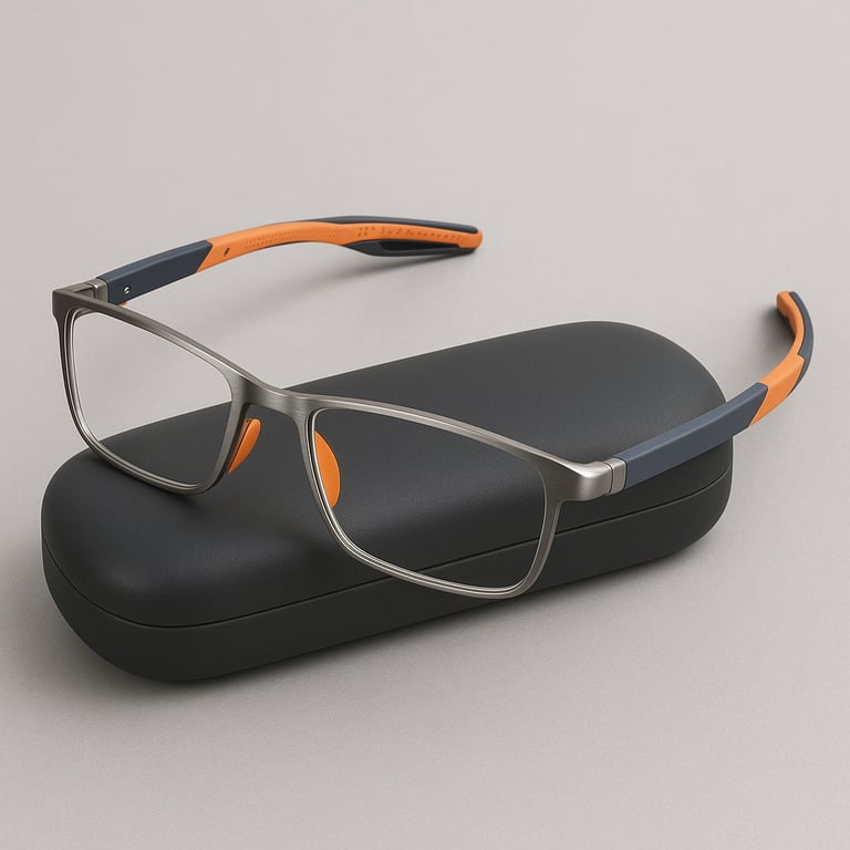 Men's Multifocal Reading Glasses Lightweight Titanium Blue Light Protection Rectangle Design 0