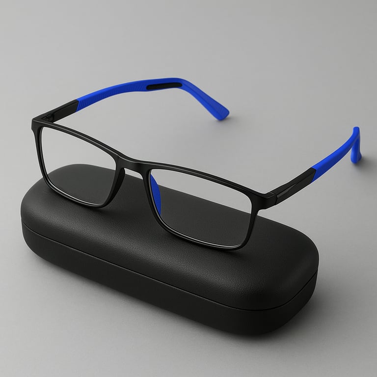 Men's Multifocal Reading Glasses Lightweight Titanium Blue Light Protection Rectangle Design 2