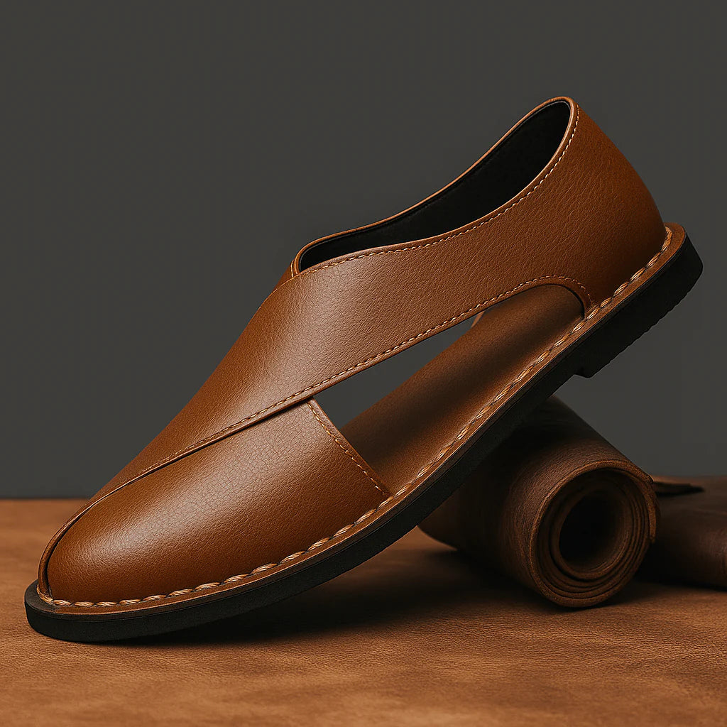 Men's Sandals Italian Leather Crossover Wrap Design Comfortable Casual Flat Sole 0