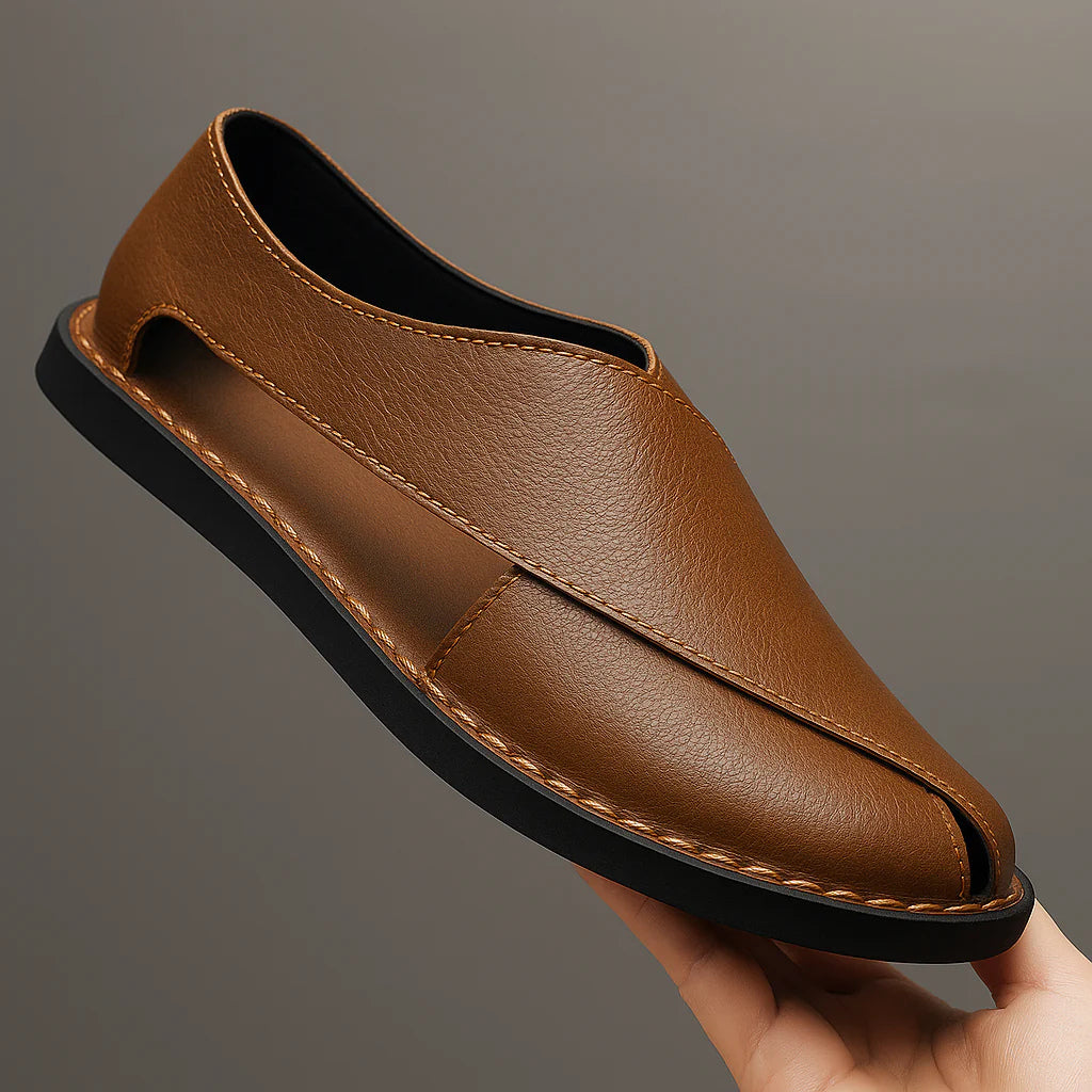 Men's Sandals Italian Leather Crossover Wrap Design Comfortable Casual Flat Sole 1