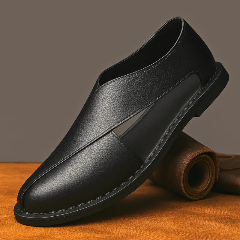 Men's Sandals Italian Leather Crossover Wrap Design Comfortable Casual Flat Sole 5