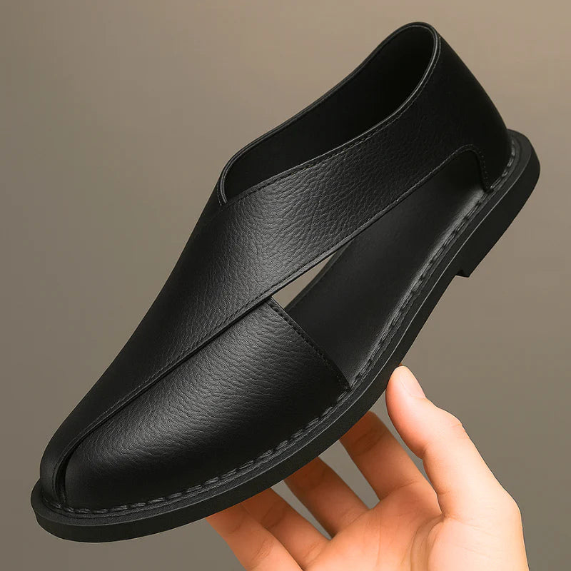 Men's Sandals Italian Leather Crossover Wrap Design Comfortable Casual Flat Sole 6