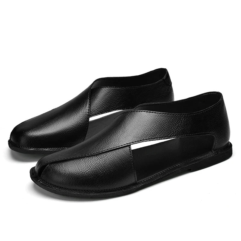Men's Sandals Italian Leather Crossover Wrap Design Comfortable Casual Flat Sole 7