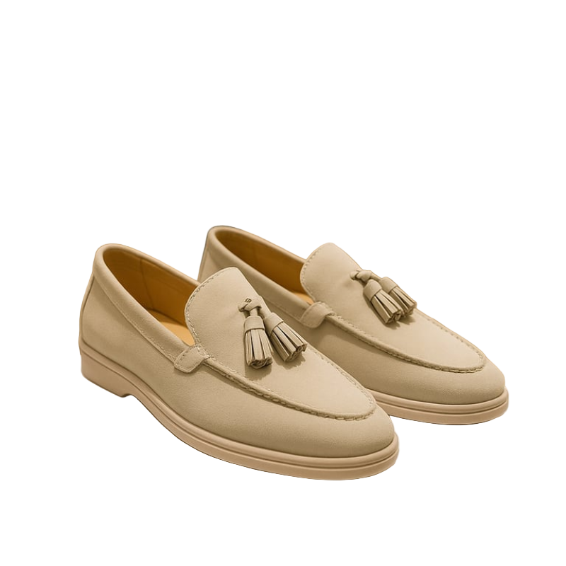 Men's Suede Loafers Slip-On Elegant Tassel Black Casual Footwear 0