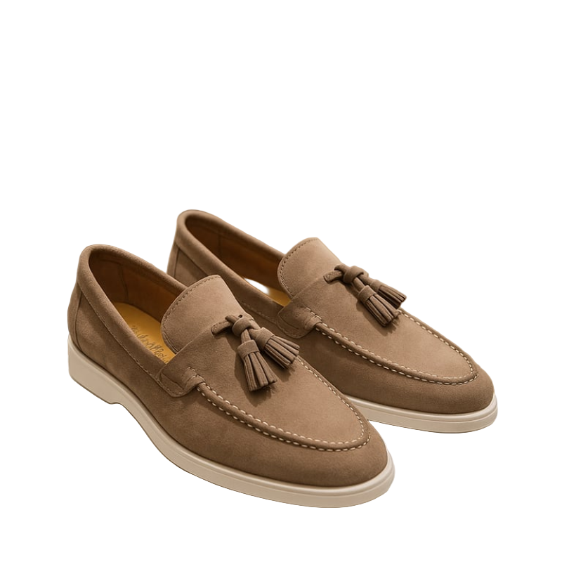 Men's Suede Loafers Slip-On Elegant Tassel Black Casual Footwear 2