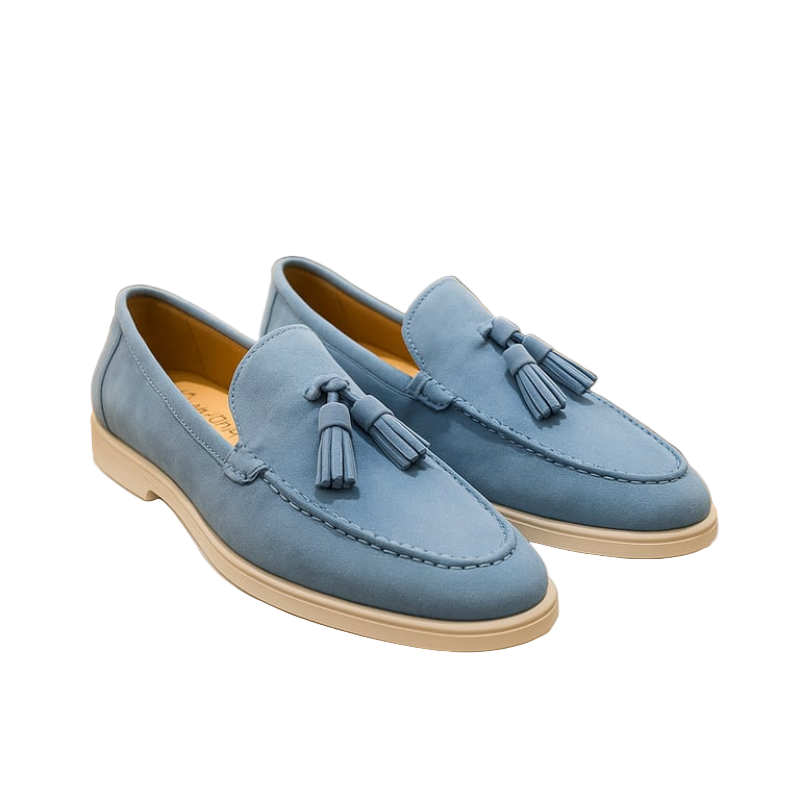 Men's Suede Loafers Slip-On Elegant Tassel Black Casual Footwear 4