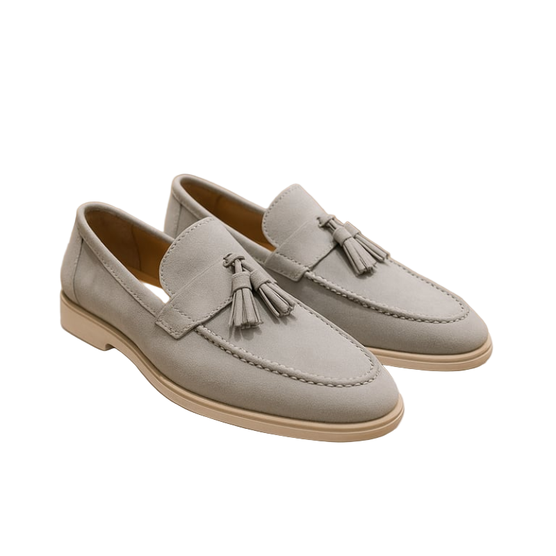 Men's Suede Loafers Slip-On Elegant Tassel Black Casual Footwear 5