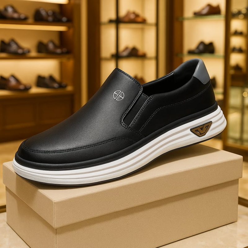 Men's Brown Penny Loafers Leather Slip-On Shoes Comfortable Elegant Design 2