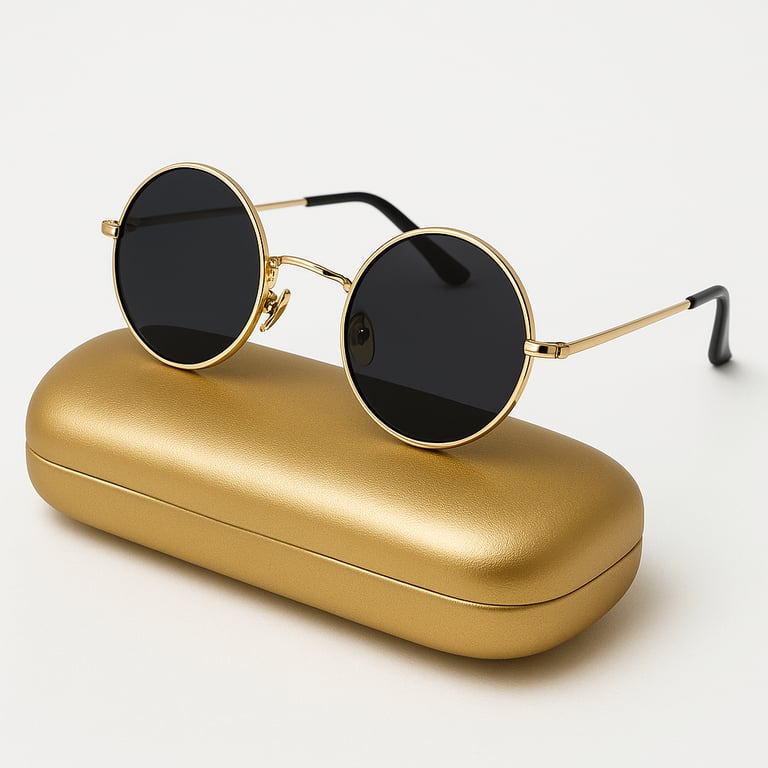 Men's Sunglasses Classic Round Polarized Alloy Frame UV400 Black Retro Style 5